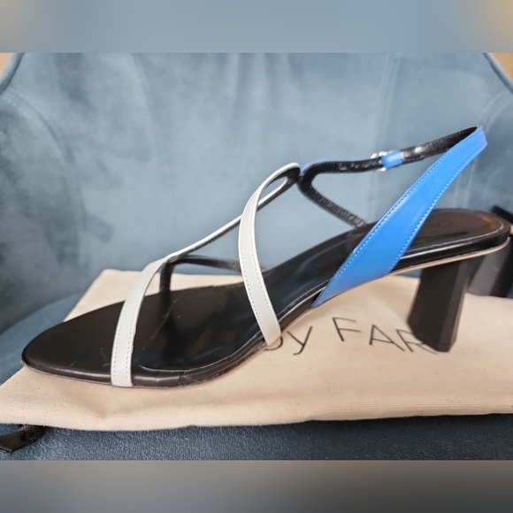 Brigette Marin Blue, White and Black Leather Sandals - Picture 14 of 16